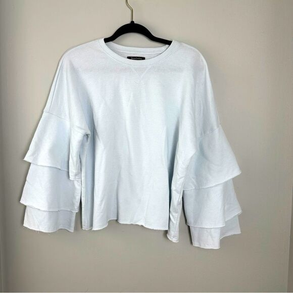 Juicy Couture Sweaters - Juicy Couture Black Label Blue Crewneck Pullover Sweater Medium Ruffle Sleeves